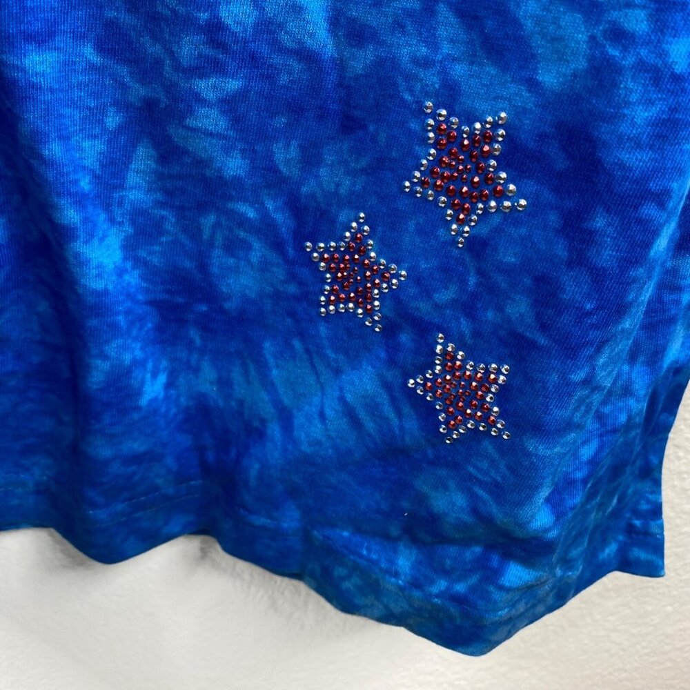 Vintage Cactus Bay Maxi Dress Women's Blue Sz XL Flag Tie Dye American USA Bling - Picture 7 of 10